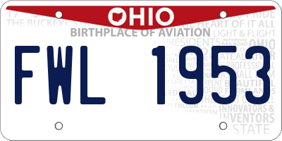OH license plate FWL1953