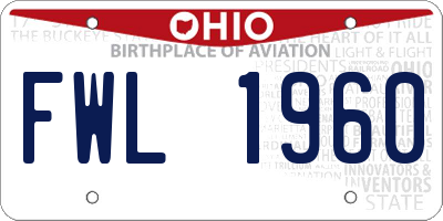 OH license plate FWL1960