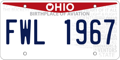 OH license plate FWL1967