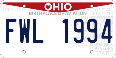 OH license plate FWL1994