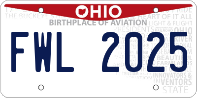 OH license plate FWL2025