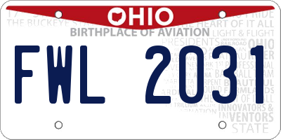 OH license plate FWL2031