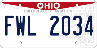 OH license plate FWL2034