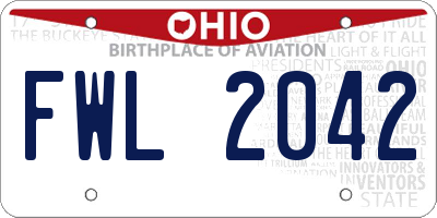 OH license plate FWL2042