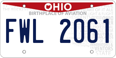 OH license plate FWL2061