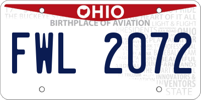 OH license plate FWL2072