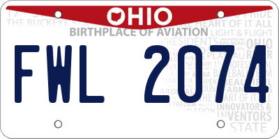 OH license plate FWL2074