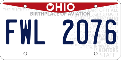 OH license plate FWL2076