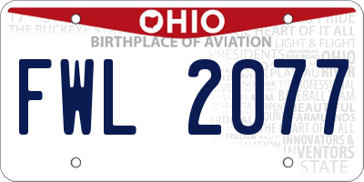 OH license plate FWL2077