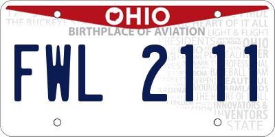 OH license plate FWL2111
