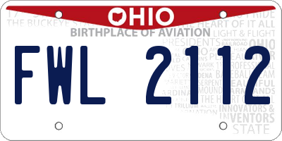 OH license plate FWL2112