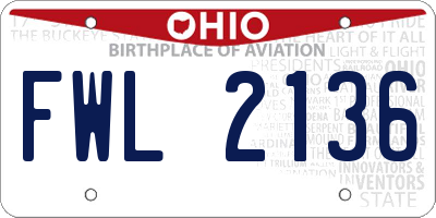 OH license plate FWL2136