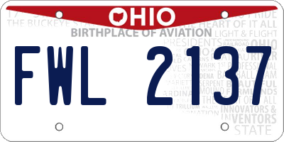 OH license plate FWL2137