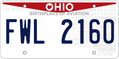 OH license plate FWL2160