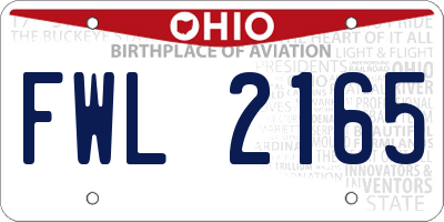 OH license plate FWL2165