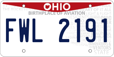 OH license plate FWL2191