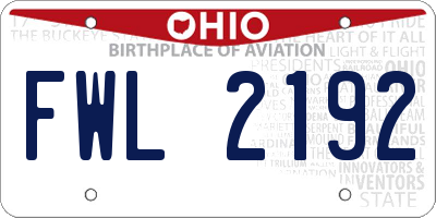 OH license plate FWL2192