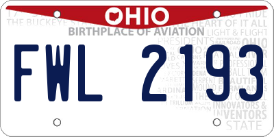 OH license plate FWL2193