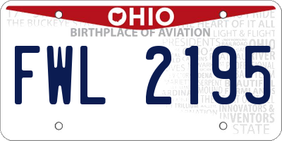 OH license plate FWL2195