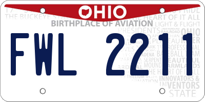 OH license plate FWL2211