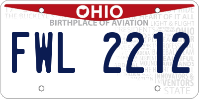 OH license plate FWL2212