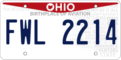 OH license plate FWL2214