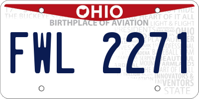 OH license plate FWL2271