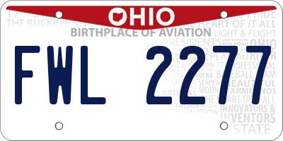 OH license plate FWL2277