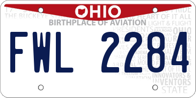 OH license plate FWL2284