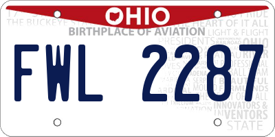OH license plate FWL2287