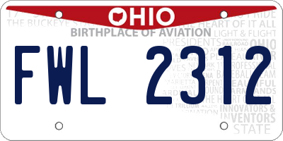 OH license plate FWL2312