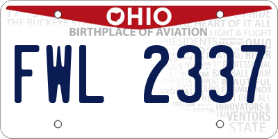 OH license plate FWL2337
