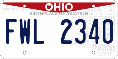 OH license plate FWL2340