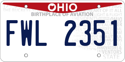 OH license plate FWL2351