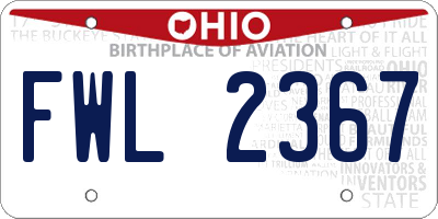 OH license plate FWL2367