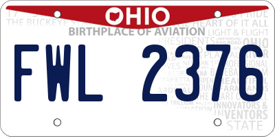 OH license plate FWL2376