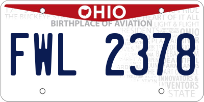 OH license plate FWL2378