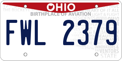 OH license plate FWL2379