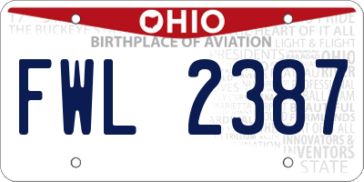 OH license plate FWL2387