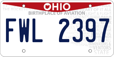 OH license plate FWL2397