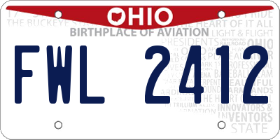 OH license plate FWL2412