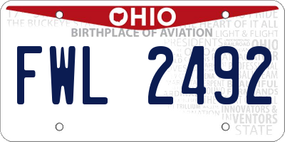 OH license plate FWL2492