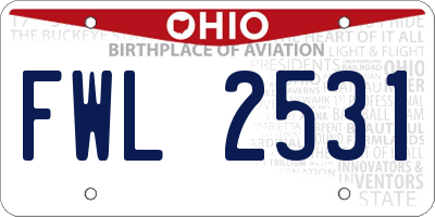 OH license plate FWL2531