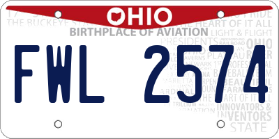 OH license plate FWL2574