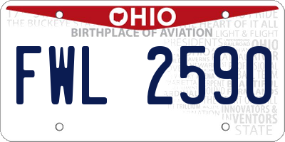 OH license plate FWL2590