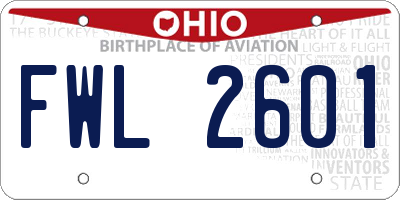 OH license plate FWL2601