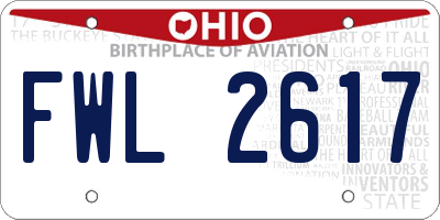OH license plate FWL2617