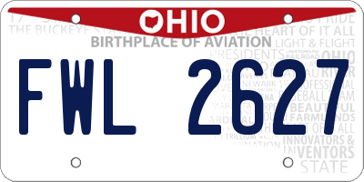 OH license plate FWL2627