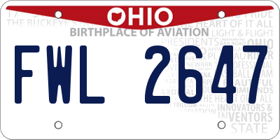 OH license plate FWL2647