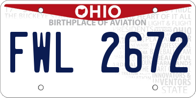 OH license plate FWL2672
